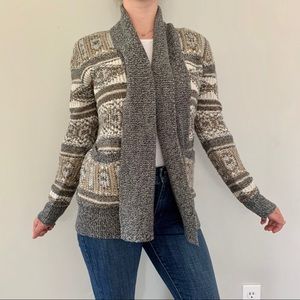 Jack by BB Dakota Tribal Print Open Front Cardigan Sweater